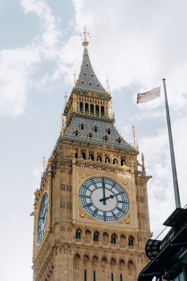 Big Ben and the Houses of Parliament beside the River Thames on a clear day in London